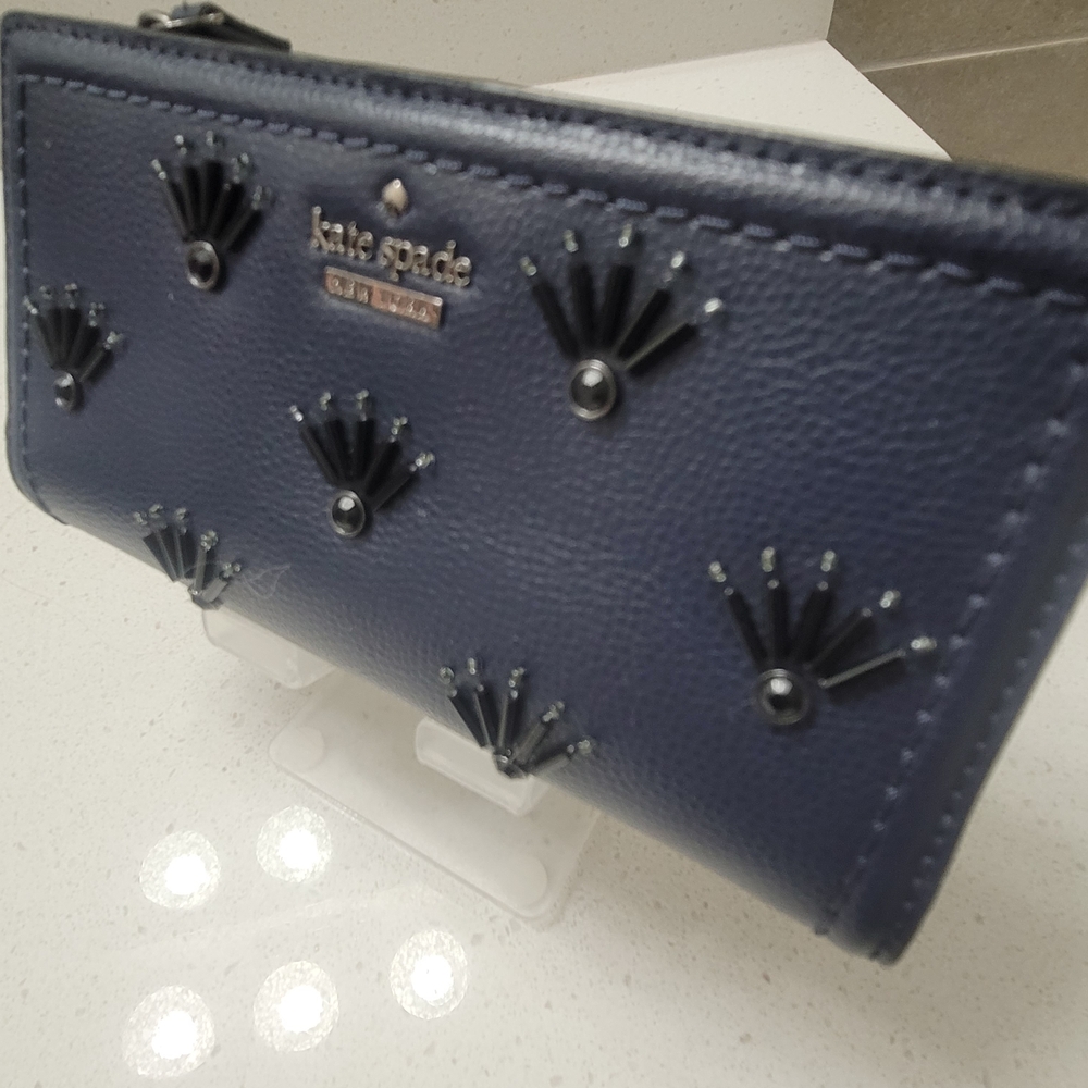 Kate Spade Blue Leather Long fold Wallet